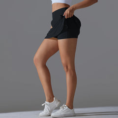 Women Gym Running Shorts Double Deck Quick Dry Gym Sport Shorts Fitness Jogging Workout Shorts With Pocket Sports Tight Short