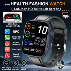 2025 New Health Smart Watch Men 1.85" Ultra HD Screen Heart Rate Temperature Watches BT Call Sports Smart Bracelet Women For IOS