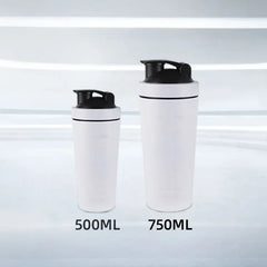 500/750ml Stainless Steel Protein Powder Shaker Bottle with Steel Ball and Scale Leak Proof Gym Fitness Sport Whey Shakes Cup