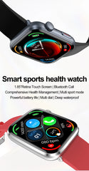2025 New Health Smart Watch Men 1.85" Ultra HD Screen Heart Rate Temperature Watches BT Call Sports Smart Bracelet Women For IOS