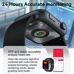 2025 New Health Smart Watch Men 1.85" Ultra HD Screen Heart Rate Temperature Watches BT Call Sports Smart Bracelet Women For IOS