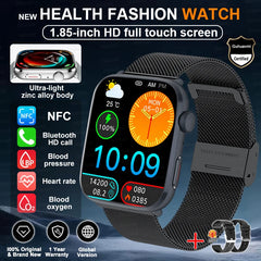 2025 New Health Smart Watch Men 1.85" Ultra HD Screen Heart Rate Temperature Watches BT Call Sports Smart Bracelet Women For IOS