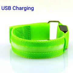 Night Running Armband LED Light Outdoor Sports USB Rechargeable Safety Belt Arm Leg Warning Wristband Cycling Bike Bicycle Light