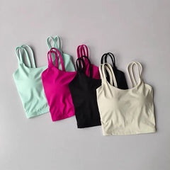 Women's Sports Bras Fitness Top, Sexy Lingerie, Push Up Fixed Pad, Yoga Bra, Back knotted Underwear, Running Vest, Gym Tops