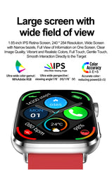 2025 New Health Smart Watch Men 1.85" Ultra HD Screen Heart Rate Temperature Watches BT Call Sports Smart Bracelet Women For IOS