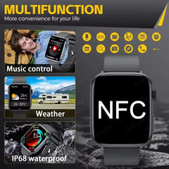2025 New Health Smart Watch Men 1.85" Ultra HD Screen Heart Rate Temperature Watches BT Call Sports Smart Bracelet Women For IOS