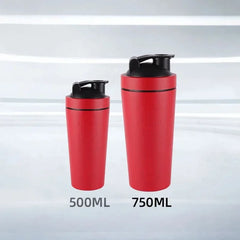 500/750ml Stainless Steel Protein Powder Shaker Bottle with Steel Ball and Scale Leak Proof Gym Fitness Sport Whey Shakes Cup