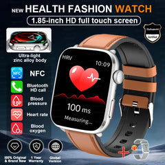 2025 New Health Smart Watch Men 1.85" Ultra HD Screen Heart Rate Temperature Watches BT Call Sports Smart Bracelet Women For IOS