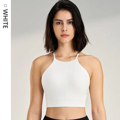 Women's sexy halter top gym high intensity workout yoga clothing gathered shockproof sports underwear yoga undershirt
