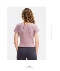 Women  Yoga Top Running Workout Gym Crop TopShort Sleeve Stretch Casual Exercise Women T-Shirts Fitness Sport Top
