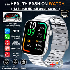 2025 New Health Smart Watch Men 1.85" Ultra HD Screen Heart Rate Temperature Watches BT Call Sports Smart Bracelet Women For IOS
