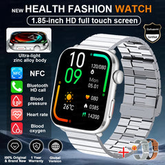 2025 New Health Smart Watch Men 1.85" Ultra HD Screen Heart Rate Temperature Watches BT Call Sports Smart Bracelet Women For IOS