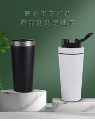500/750ml Stainless Steel Protein Powder Shaker Bottle with Steel Ball and Scale Leak Proof Gym Fitness Sport Whey Shakes Cup