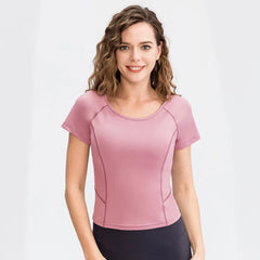 Women  Yoga Top Running Workout Gym Crop TopShort Sleeve Stretch Casual Exercise Women T-Shirts Fitness Sport Top