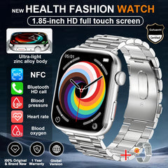 2025 New Health Smart Watch Men 1.85" Ultra HD Screen Heart Rate Temperature Watches BT Call Sports Smart Bracelet Women For IOS