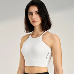 Women's sexy halter top gym high intensity workout yoga clothing gathered shockproof sports underwear yoga undershirt