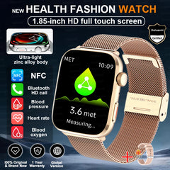 2025 New Health Smart Watch Men 1.85" Ultra HD Screen Heart Rate Temperature Watches BT Call Sports Smart Bracelet Women For IOS