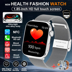 2025 New Health Smart Watch Men 1.85" Ultra HD Screen Heart Rate Temperature Watches BT Call Sports Smart Bracelet Women For IOS