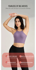 Women's sexy halter top gym high intensity workout yoga clothing gathered shockproof sports underwear yoga undershirt