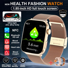 2025 New Health Smart Watch Men 1.85" Ultra HD Screen Heart Rate Temperature Watches BT Call Sports Smart Bracelet Women For IOS