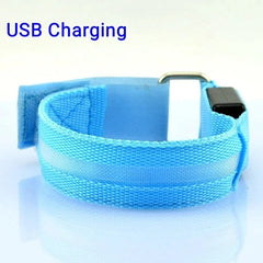 Night Running Armband LED Light Outdoor Sports USB Rechargeable Safety Belt Arm Leg Warning Wristband Cycling Bike Bicycle Light