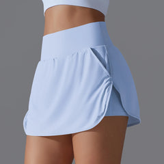 Women Gym Running Shorts Double Deck Quick Dry Gym Sport Shorts Fitness Jogging Workout Shorts With Pocket Sports Tight Short