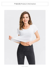 Women  Yoga Top Running Workout Gym Crop TopShort Sleeve Stretch Casual Exercise Women T-Shirts Fitness Sport Top