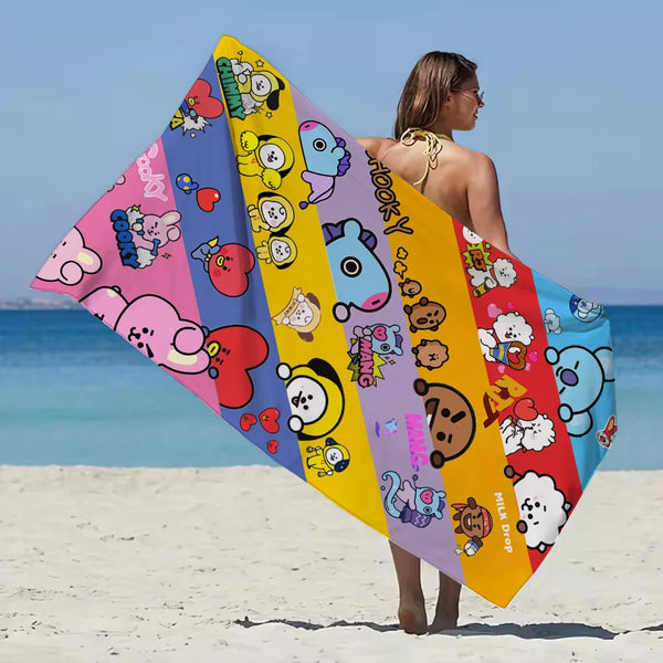 Home Bt21s Large Cotton Beach Towel Man Quick Drying Towel Camping Microfiber Sauna Cloth Gym Towels With Designs Absorbent Dry