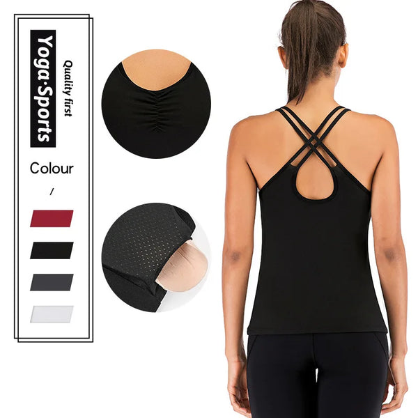 Women's Tank Workout Tops Sports Wear For Women Gym T-shirt Open Back Yoga Top Sport Blouses Woman Fitness Shirt Female Vest