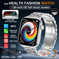2025 New Health Smart Watch Men 1.85" Ultra HD Screen Heart Rate Temperature Watches BT Call Sports Smart Bracelet Women For IOS