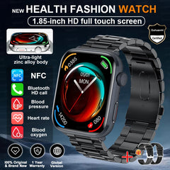 2025 New Health Smart Watch Men 1.85" Ultra HD Screen Heart Rate Temperature Watches BT Call Sports Smart Bracelet Women For IOS