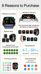 2025 New Health Smart Watch Men 1.85" Ultra HD Screen Heart Rate Temperature Watches BT Call Sports Smart Bracelet Women For IOS