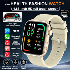 2025 New Health Smart Watch Men 1.85" Ultra HD Screen Heart Rate Temperature Watches BT Call Sports Smart Bracelet Women For IOS
