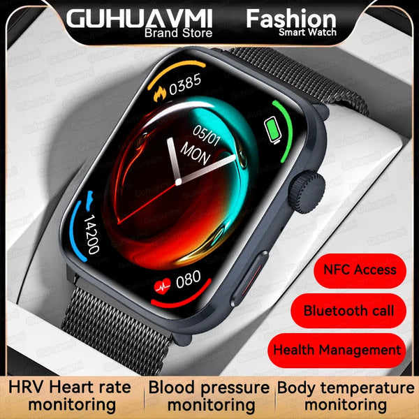 2025 New Health Smart Watch Men 1.85" Ultra HD Screen Heart Rate Temperature Watches BT Call Sports Smart Bracelet Women For IOS
